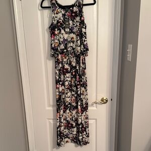 Floral Sleeveless Maxi Dress, Size Large